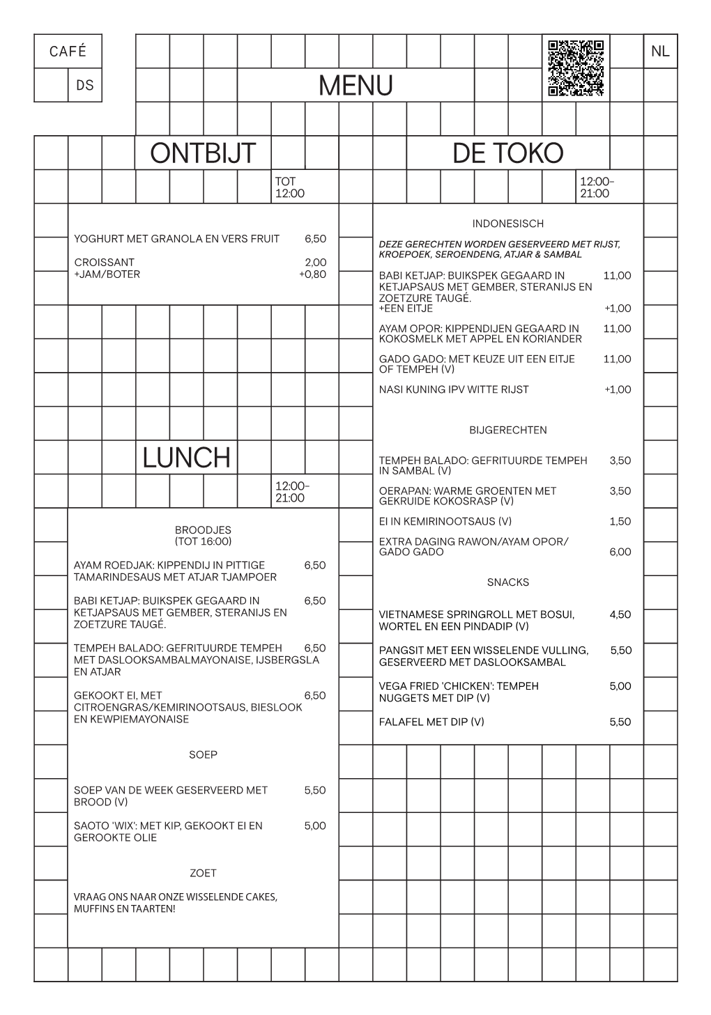 Ontbijt De Toko Menu Lunch