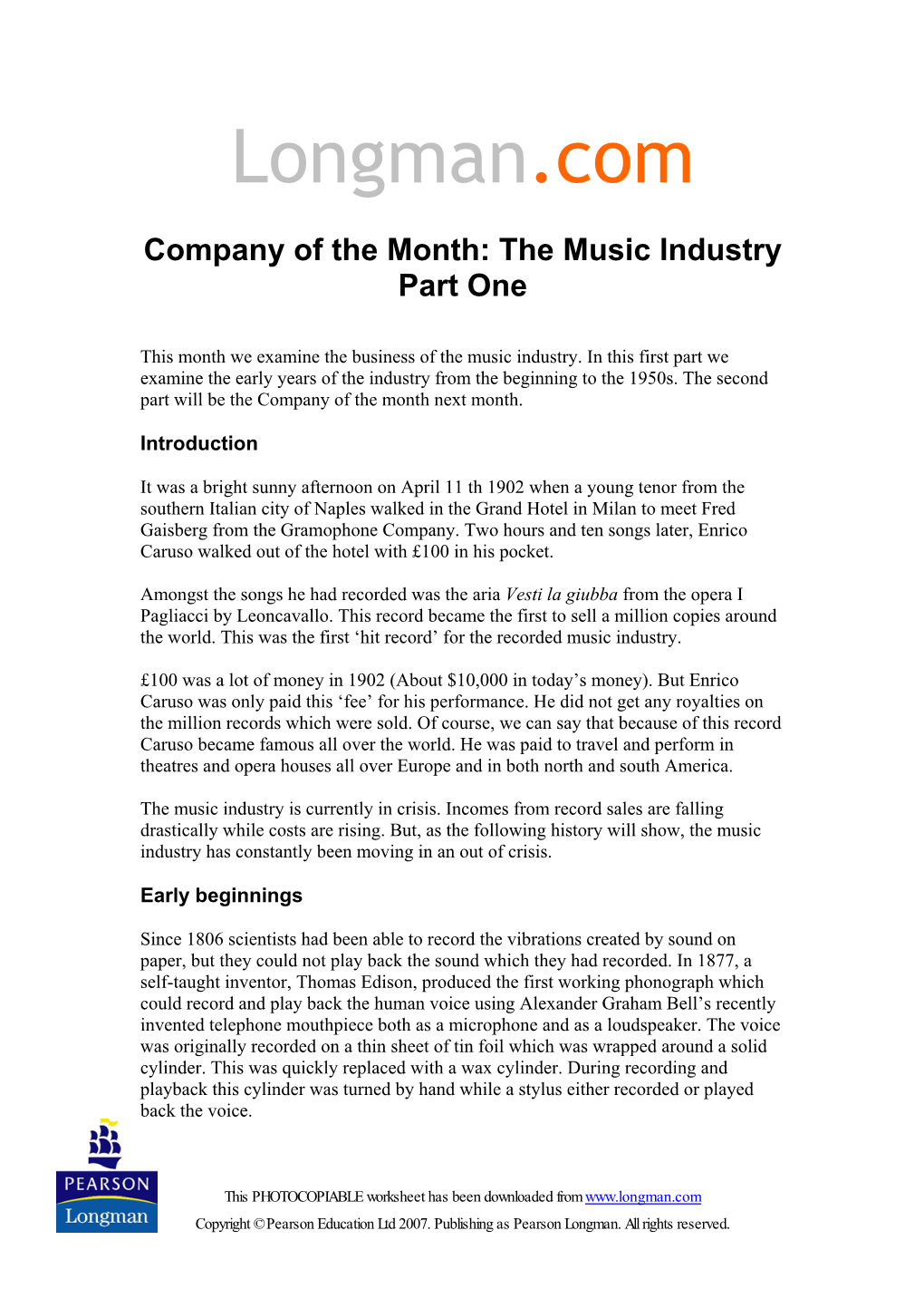 Music Industry Part One