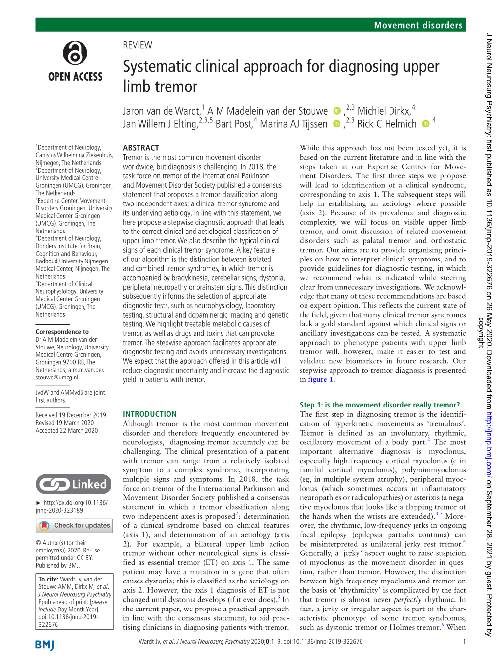 Systematic Clinical Approach for Diagnosing Upper Limb Tremor