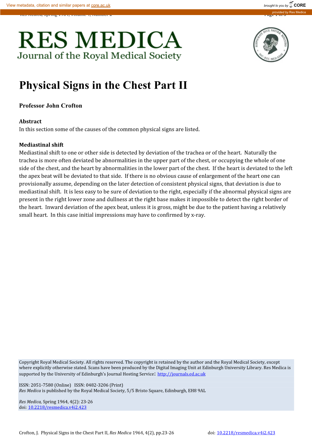Physical Signs in the Chest Part II