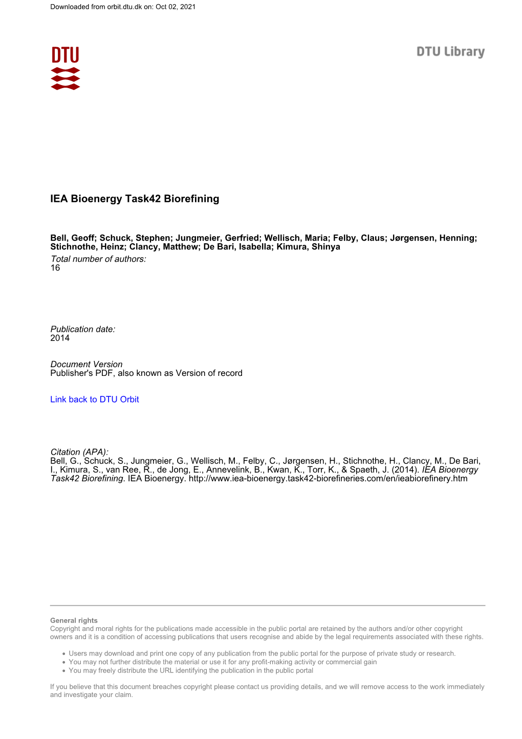 IEA Bioenergy Task42 Biorefining