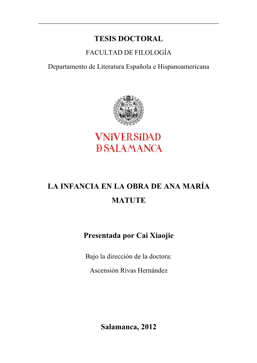 Tesis Doctoral La Infancia En La Obra De Ana María Matute