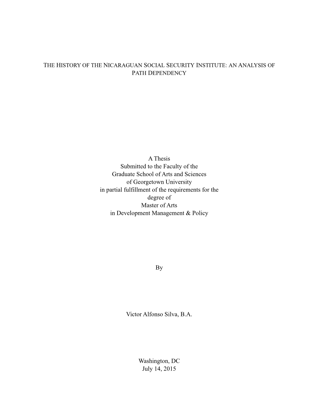 The History of the Nicaraguan Social Security Institute: an Analysis of Path Dependency