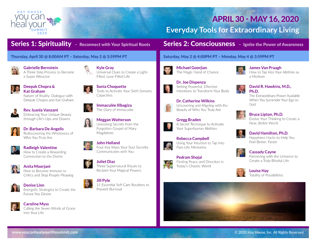 APRIL 30 - MAY 16, 2020 Everyday Tools for Extraordinary Living