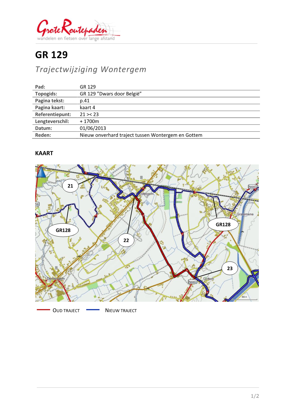 GR 129 Trajectwijziging Wontergem