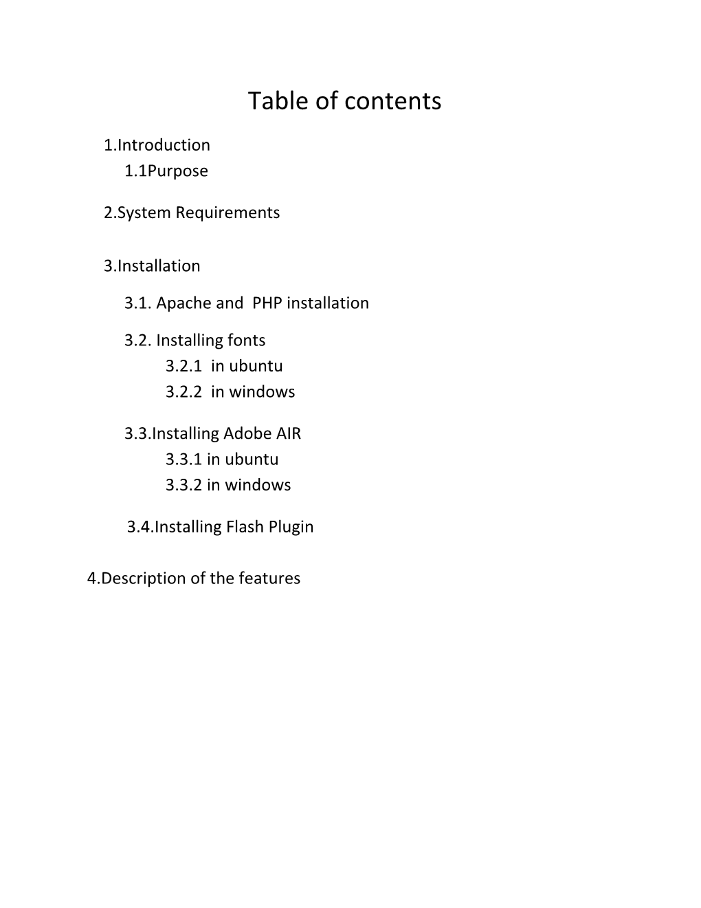 Table of Contents