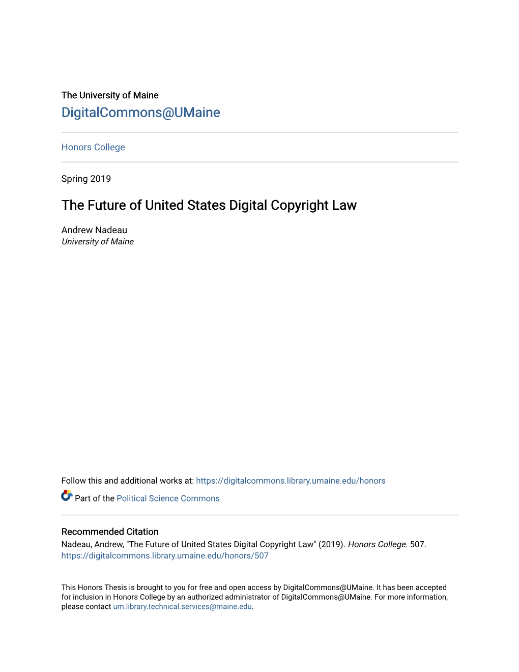 The Future of United States Digital Copyright Law