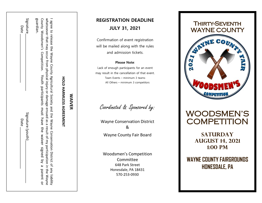 Woodsmen's Competition Registration Form