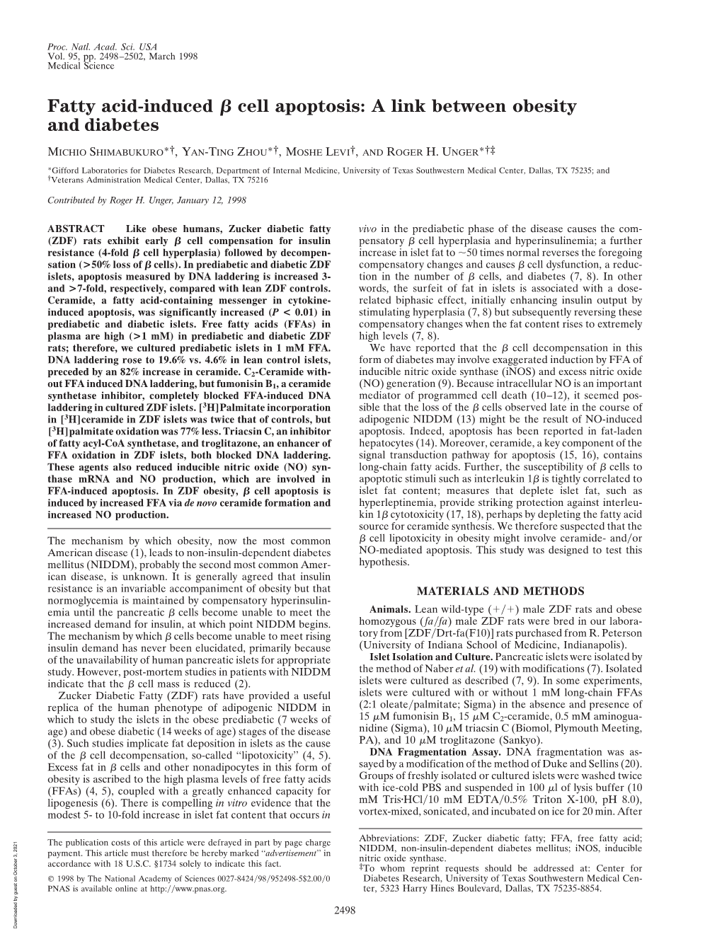 Fatty Acid-Induced Я Cell Apoptosis