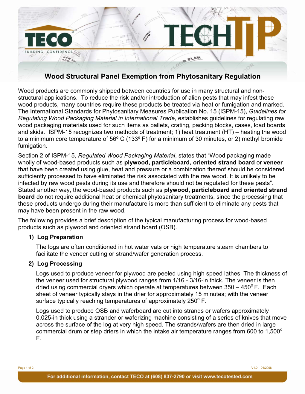 Phytosanitary Regulations Impact on Engineered Wood