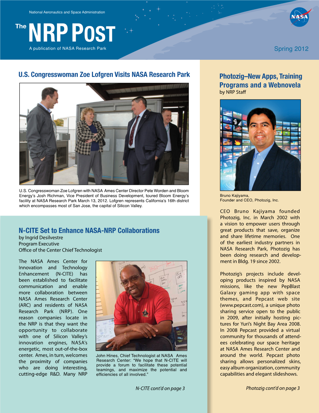 NRP POST a Publication of NASA Research Park Spring 2012