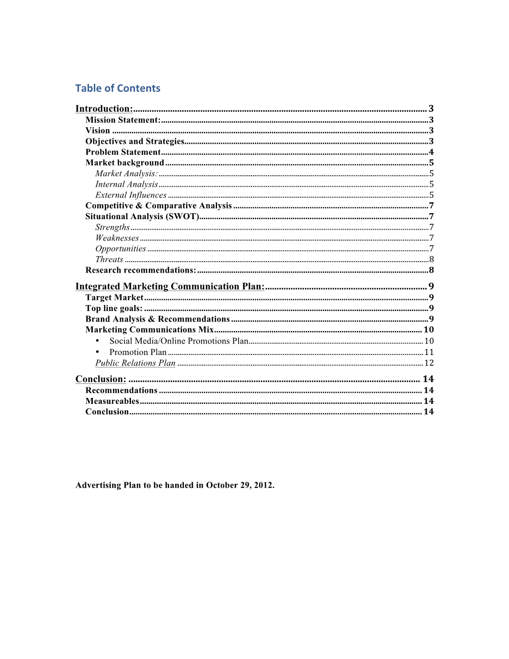 Table of Contents Introduction: