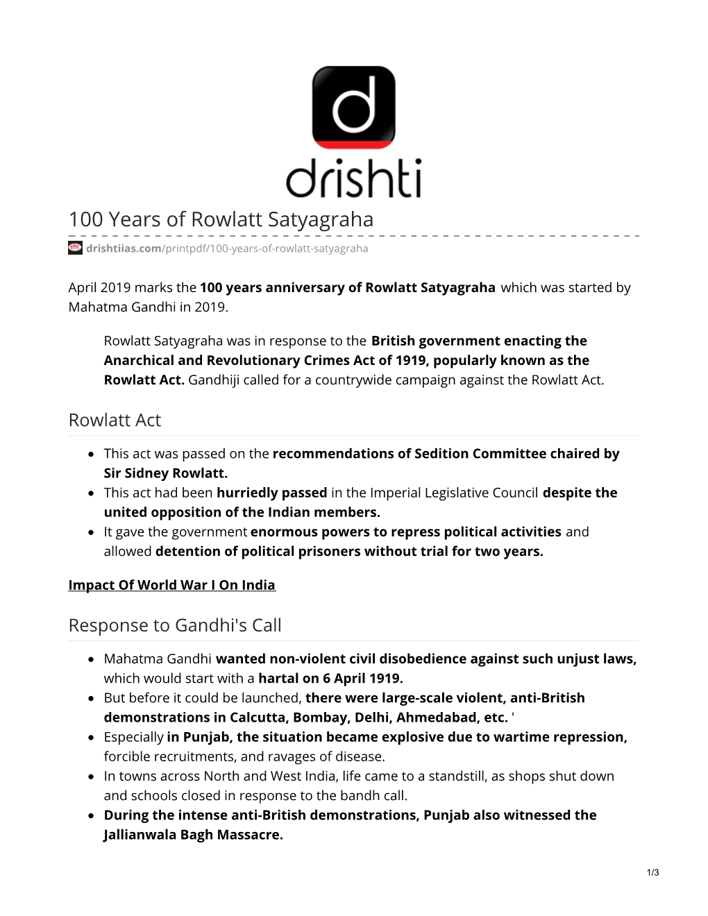 100 Years of Rowlatt Satyagraha