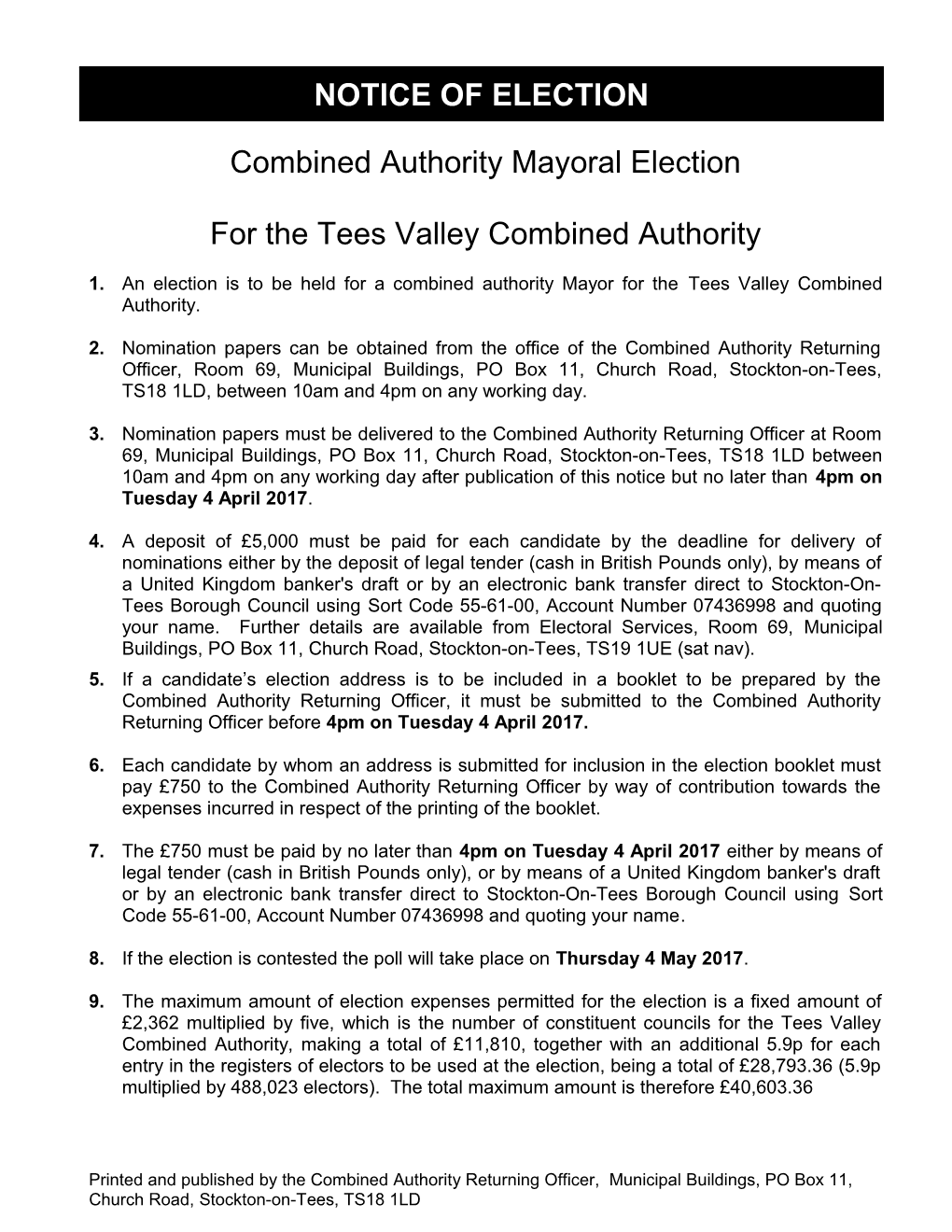 CAM Notice of Election