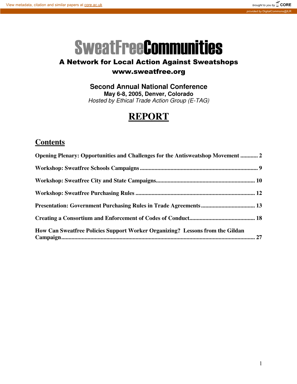 Annual Conference: Anti-Sweatshop Activists from North And