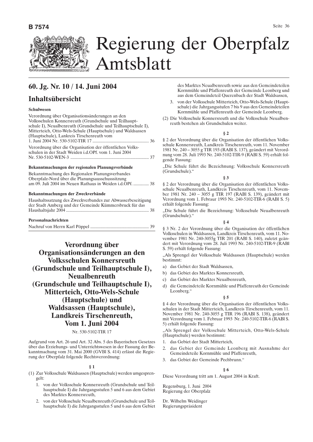 Regierung Der Oberpfalz Amtsblatt