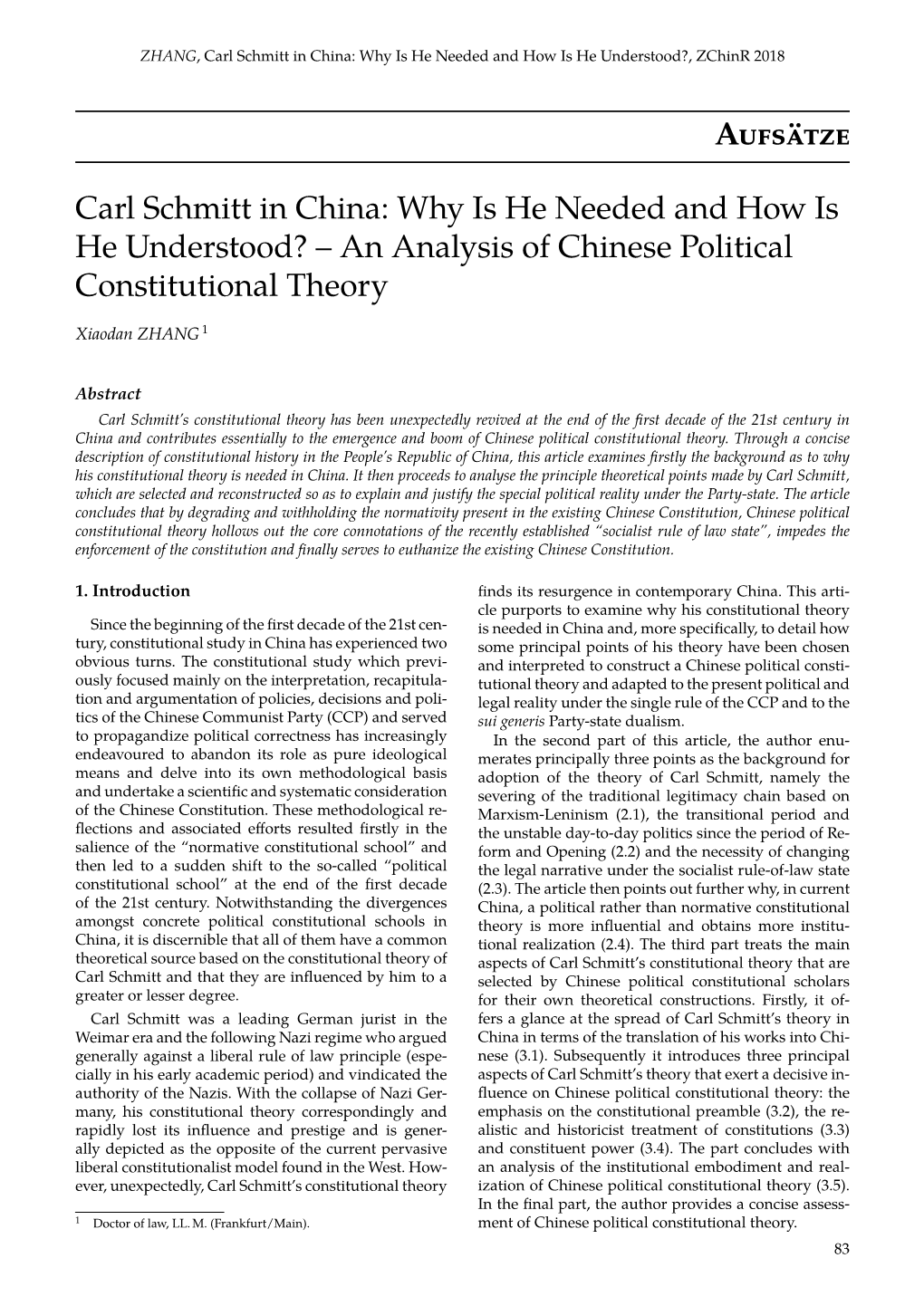 An Analysis of Chinese Political Constitutional Theory