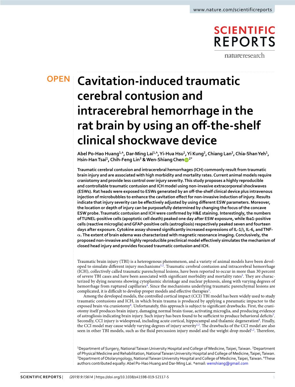 Cavitation-Induced Traumatic Cerebral Contusion and Intracerebral