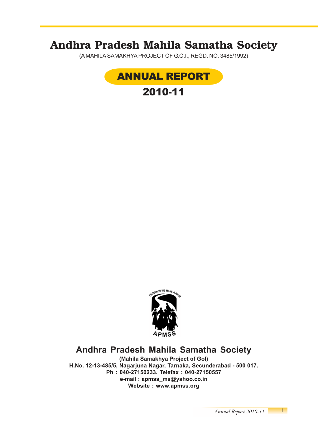 Annual Report 2010-2011. Andhra Pradesh. Mahila Samakhya.Pdf