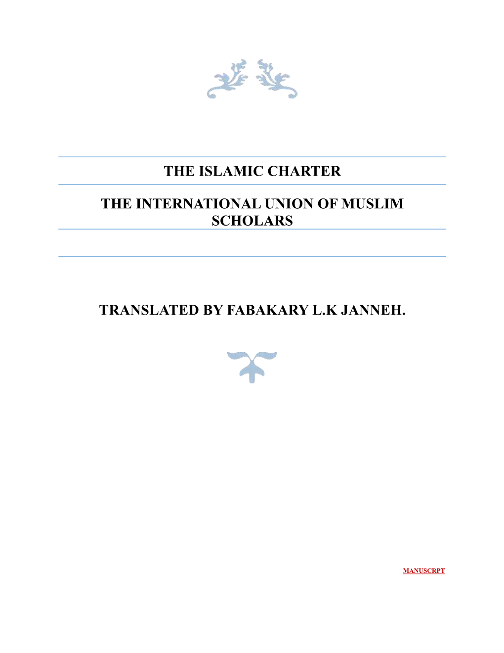 The Islamic Charter the International Union Of