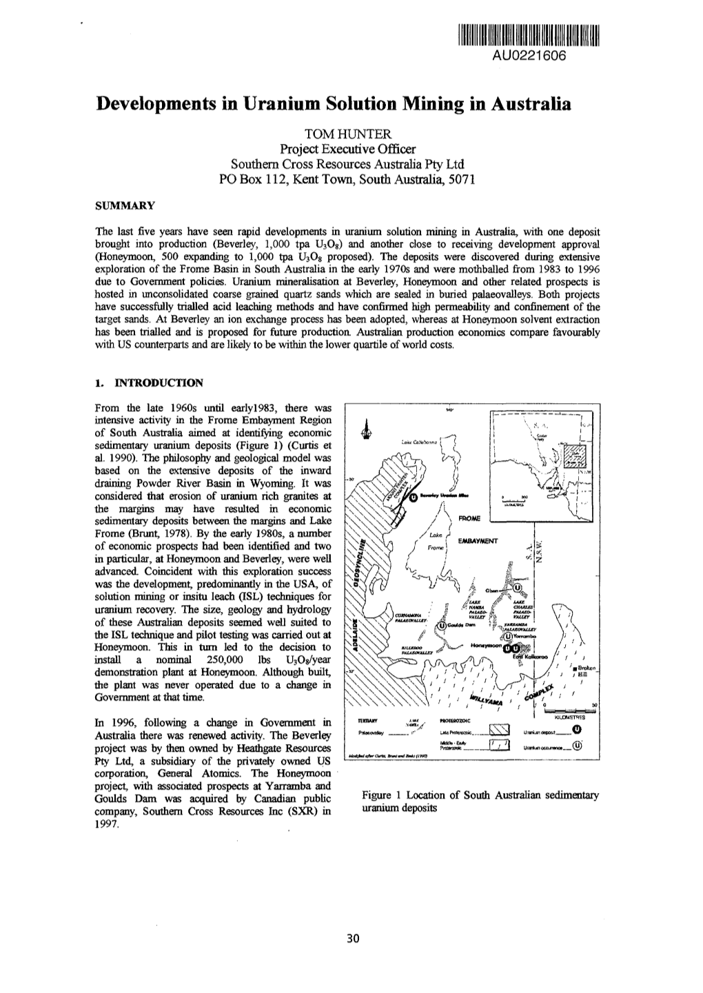 Developments in Uranium Solution Mining in Australia