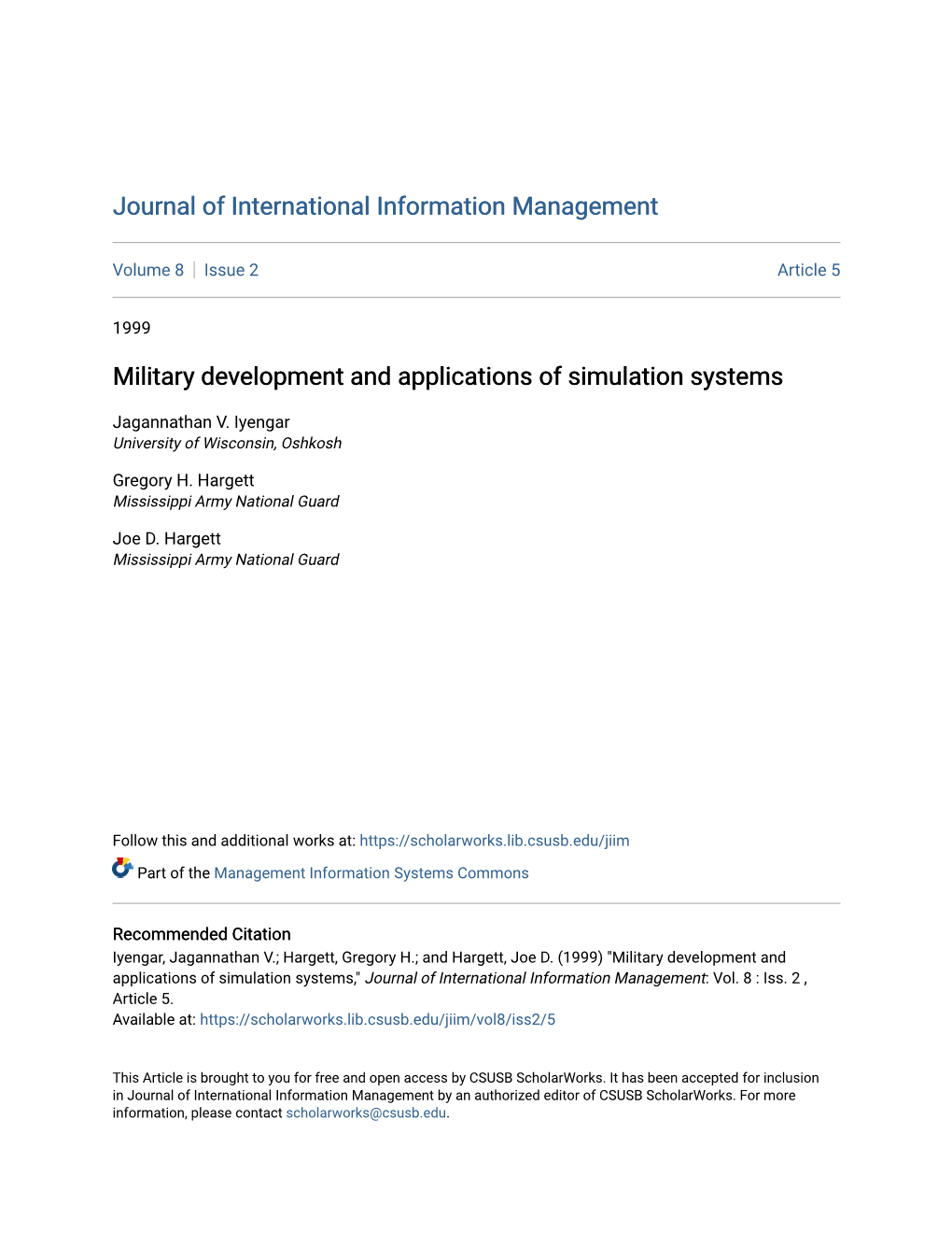 Military Development and Applications of Simulation Systems