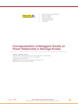 Conceptualization of Manggarai Society on Power Relationship in Marriage Kinship