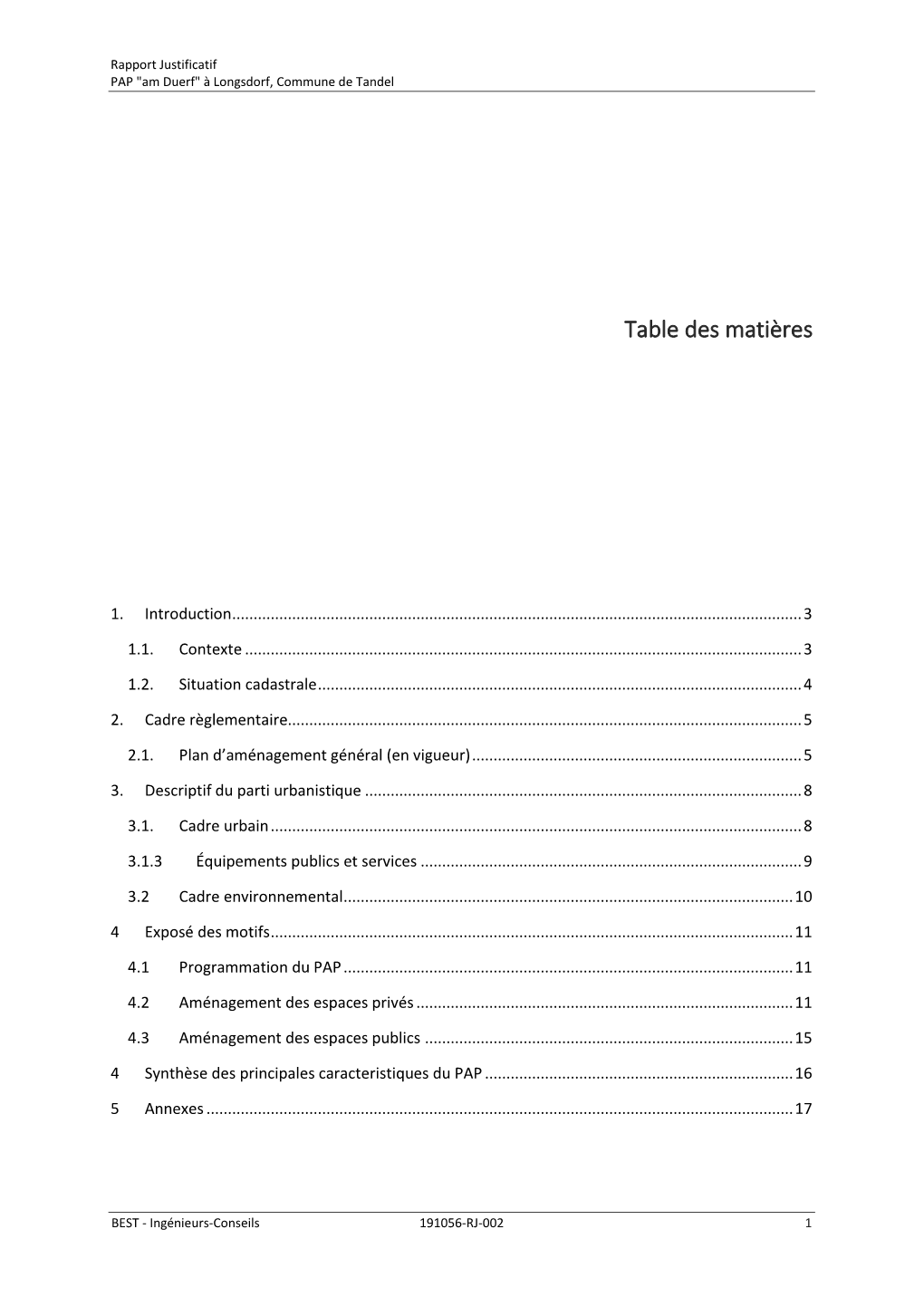 Table Des Matières