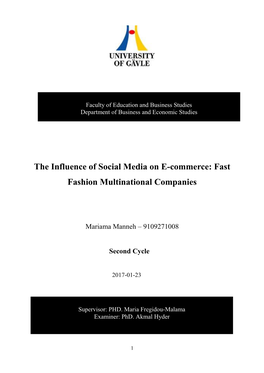 The Influence of Social Media on E-Commerce: Fast Fashion Multinational Companies
