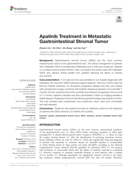 Apatinib Treatment in Metastatic Gastrointestinal Stromal Tumor