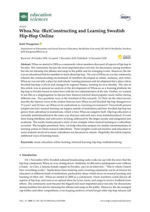 Whoa.Nu: (Re)Constructing and Learning Swedish Hip-Hop Online