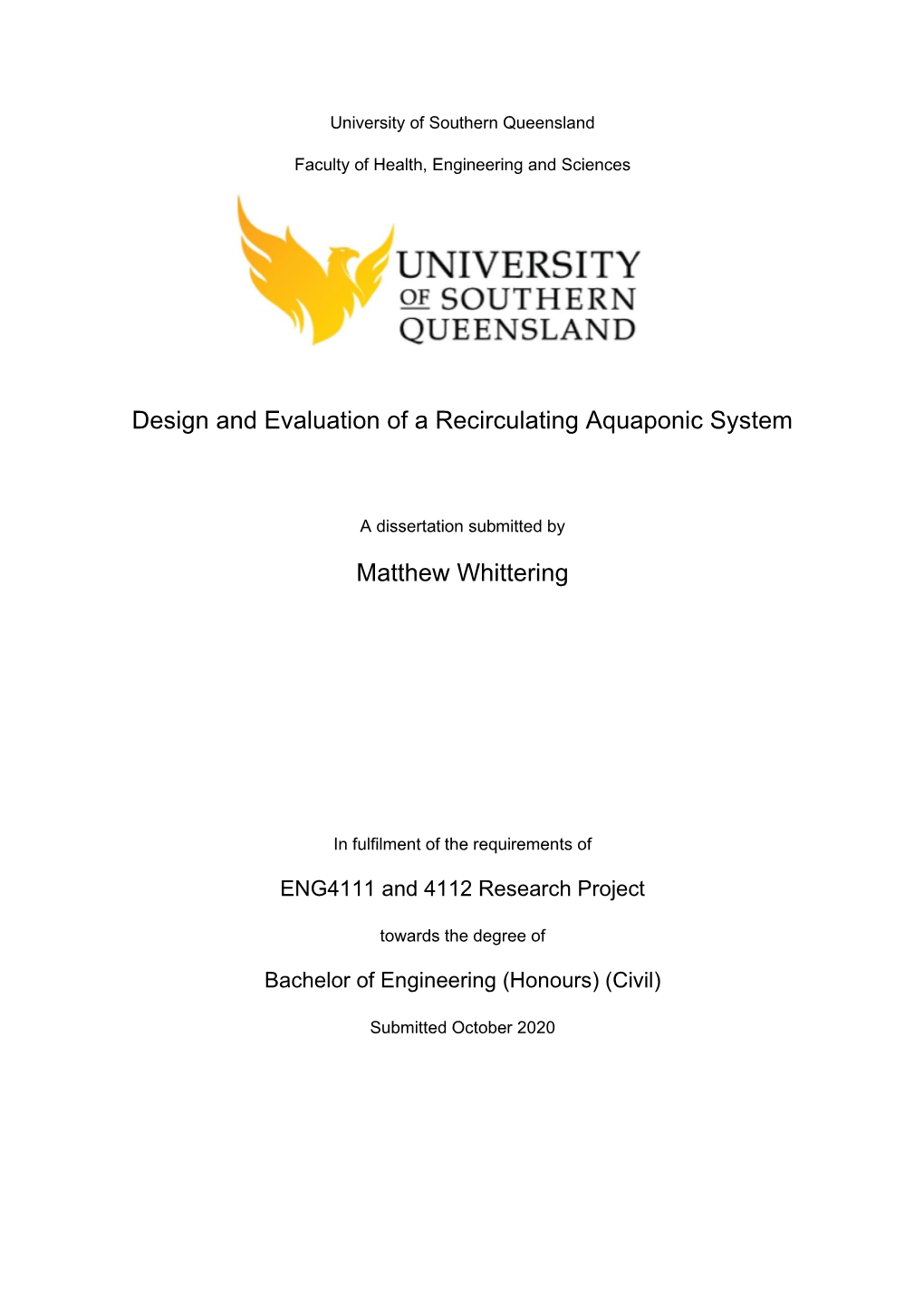 Design and Evaluation of a Recirculating Aquaponic System