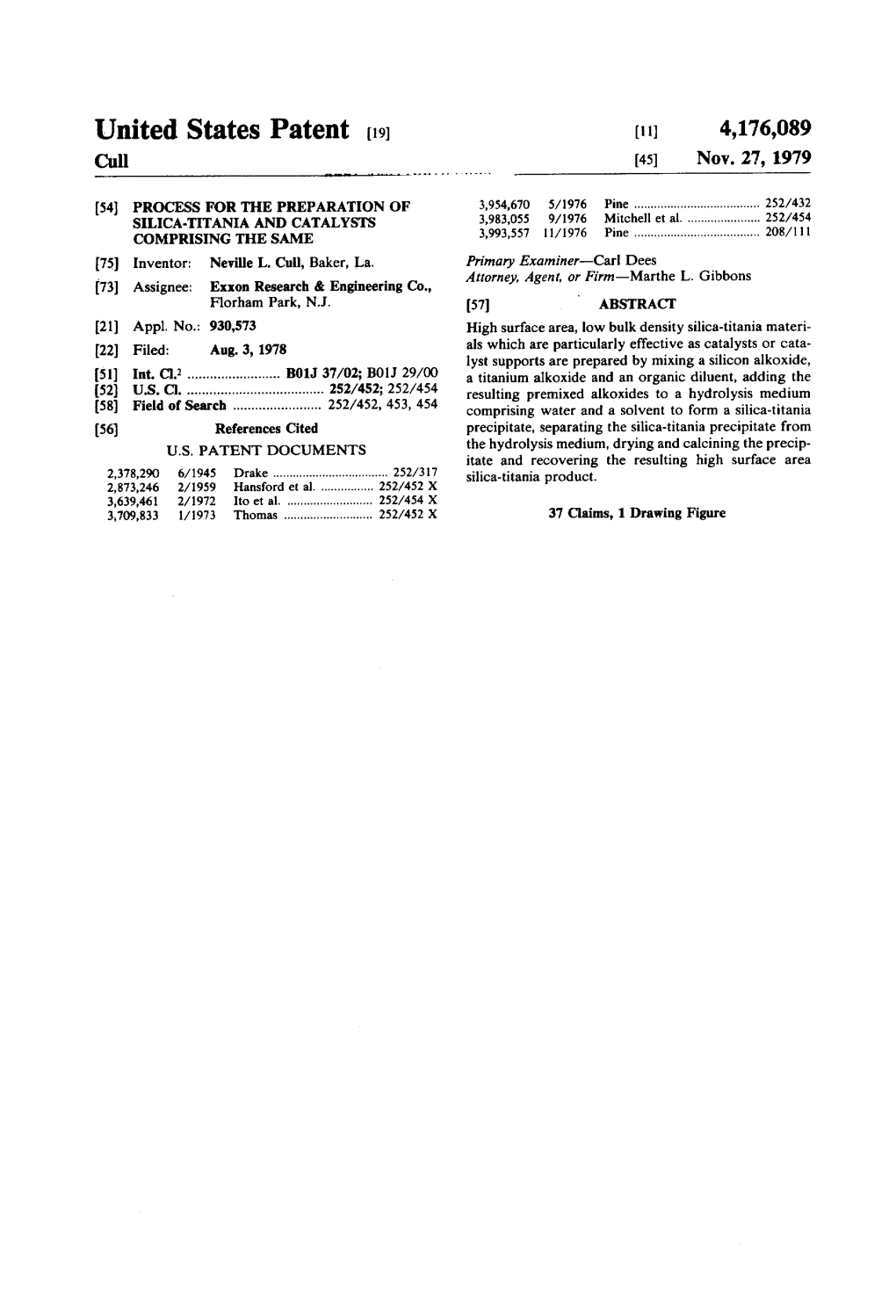 United States Patent (19) (11) 4,176,089 Cull 45) Nov