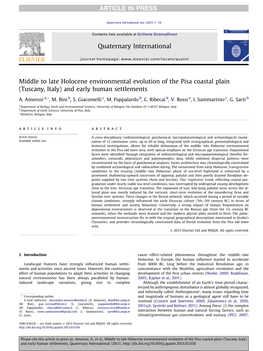 (Tuscany, Italy) and Early Human Settlements