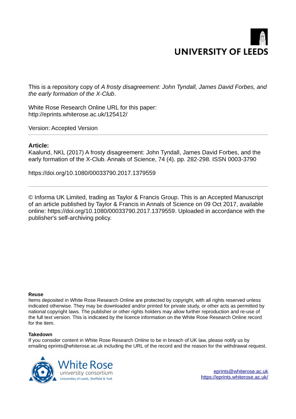 A Frosty Disagreement: John Tyndall, James David Forbes, and the Early Formation of the X-Club