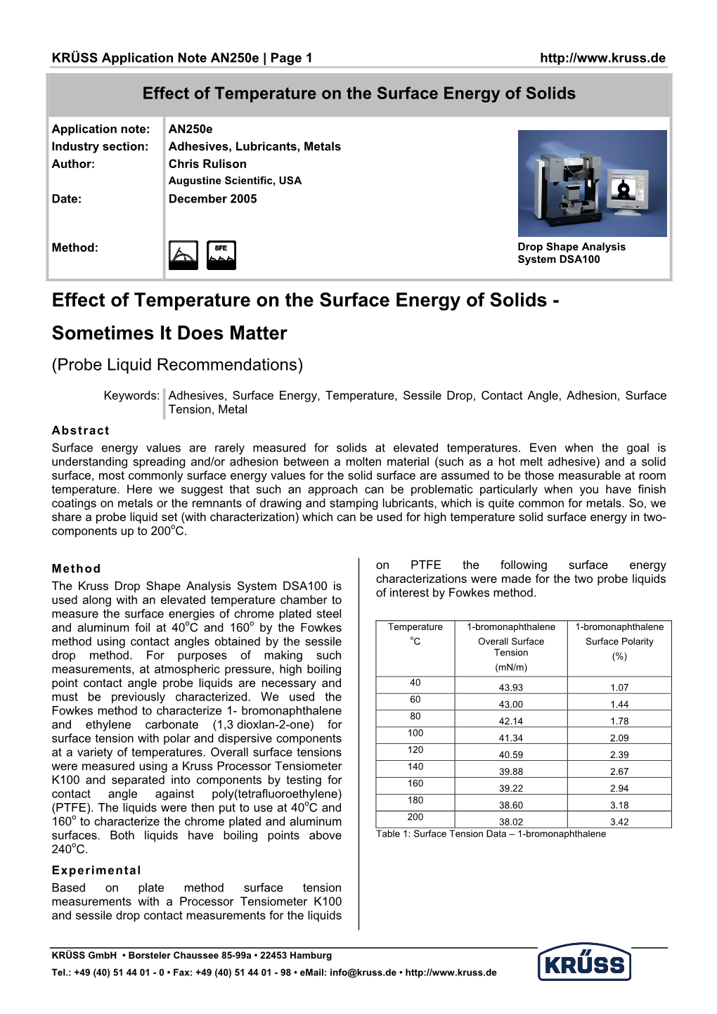 Effect of Temperature on the Surface Energy of Solids