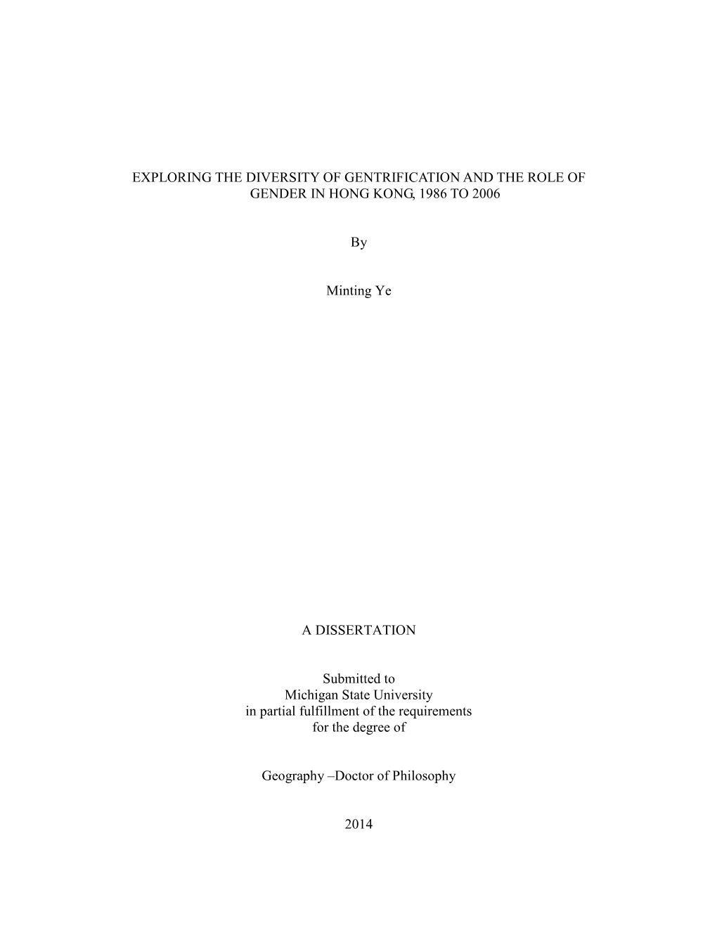 Exploring the Diversity of Gentrification and the Role of Gender in ...