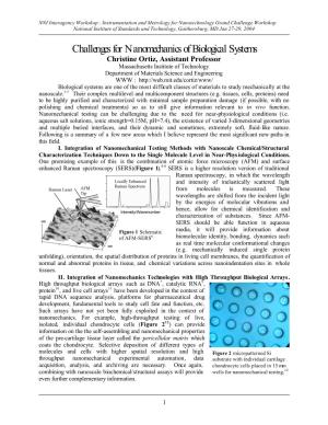 Challenges for Nanomechanics of Biological Systems