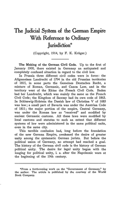 Judicial System of the German Empire with Referece to Ordinary Jurisdiction