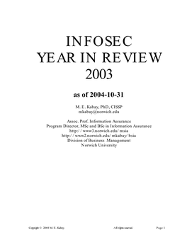 Infosec Year in Review 2003