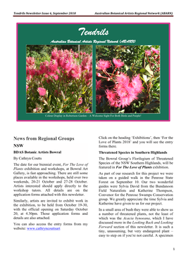 Tendrils Newsletter Issue 6, September 2018 Australian Botanical Artists Regional Network (ABARN)