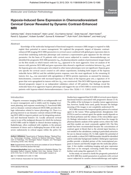 Hypoxia-Induced Gene Expression in Chemoradioresistant Cervical Cancer Revealed by Dynamic Contrast-Enhanced MRI