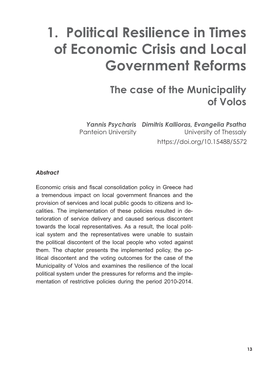 1. Political Resilience in Times of Economic Crisis and Local Government Reforms