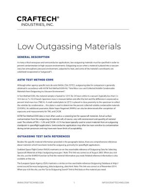 Low Outgassing Materials