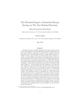 The Potential Impact of Industrial Energy Savings on the New Zealand Economy