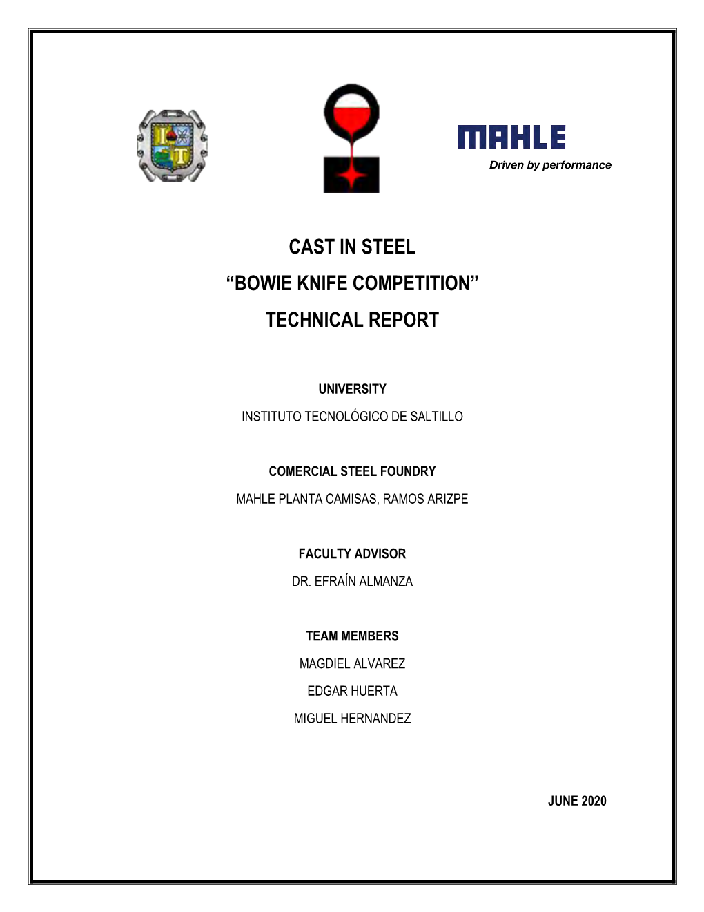 Cast in Steel “Bowie Knife Competition” Technical Report