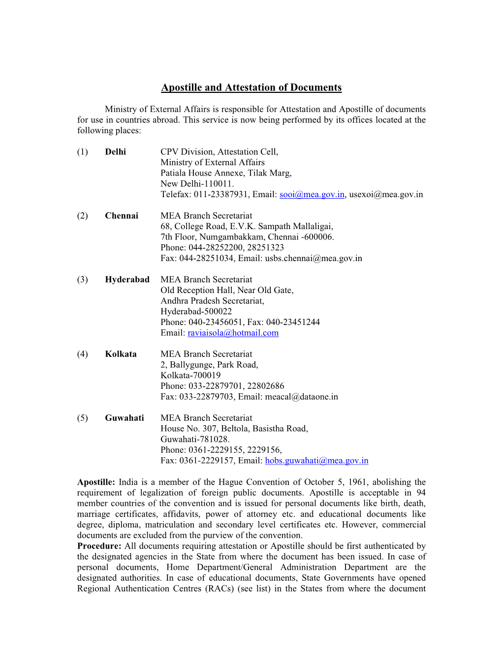 Apostille and Attestation of Documents