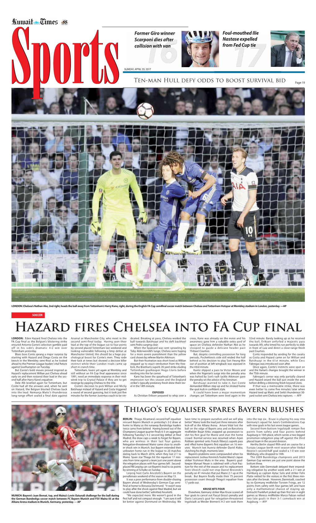 Hazard Fires Chelsea Into FA Cup Final