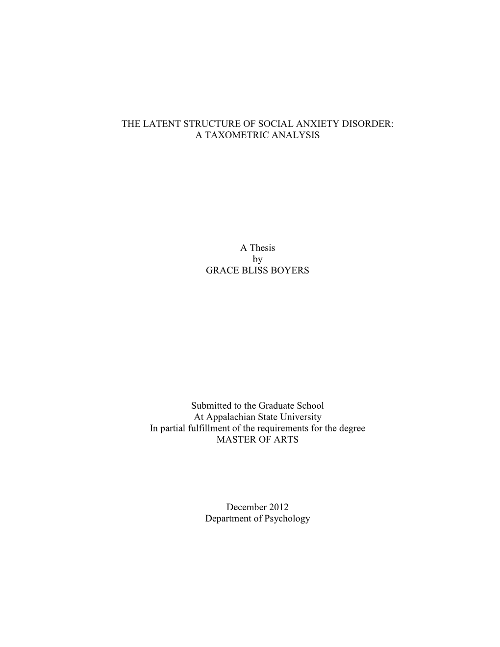 The Latent Structure of Social Anxiety Disorder: a Taxometric Analysis