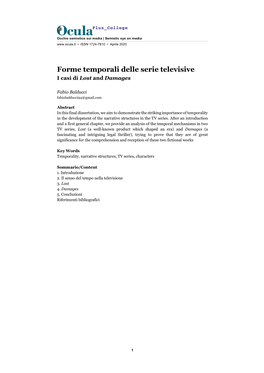 Forme Temporali Delle Serie Televisive. I Casi Di Lost and Damages